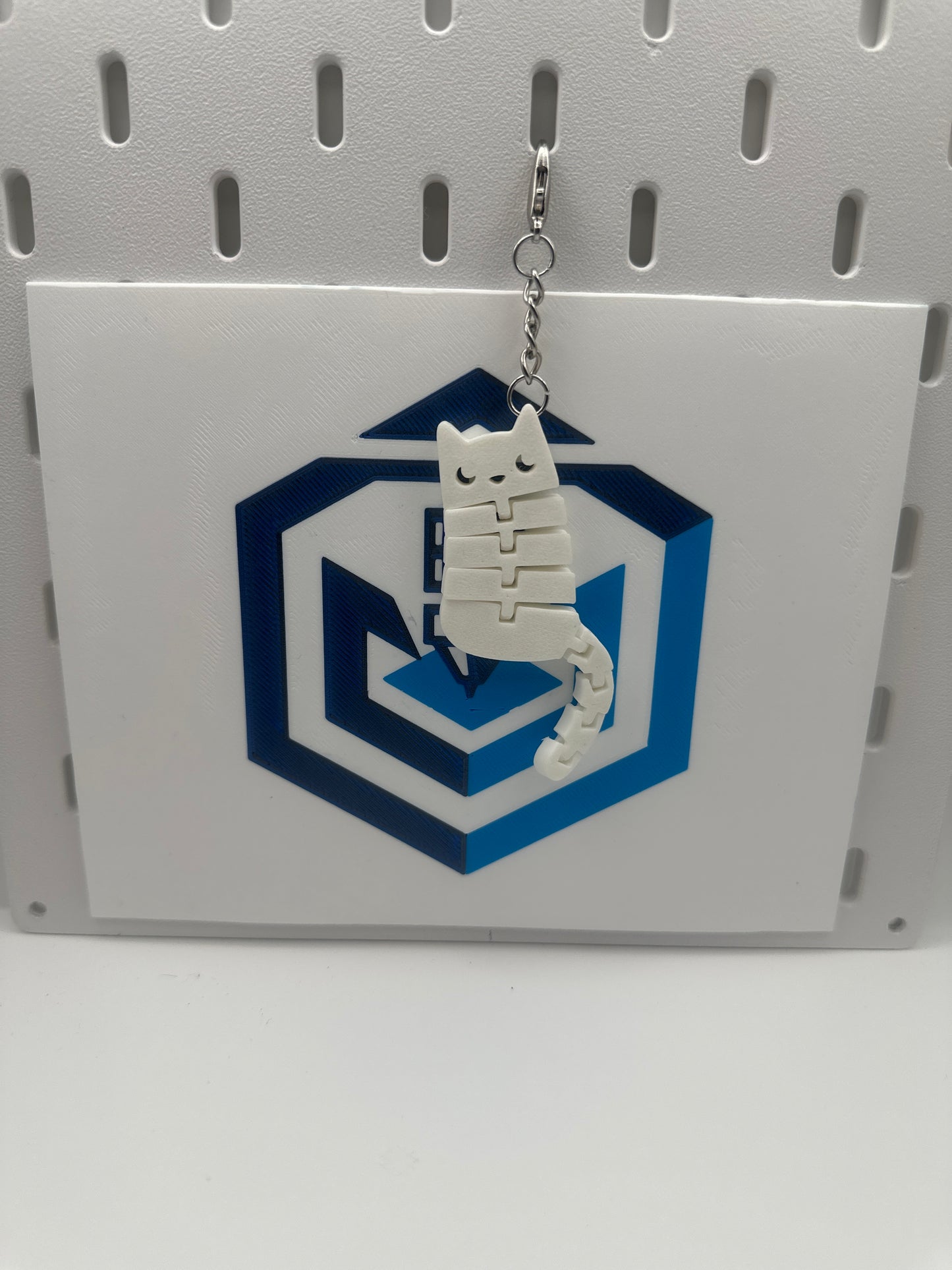 cat keychain white